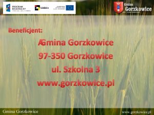 Beneficjent Gmina Gorzkowice 97 350 Gorzkowice ul Szkolna