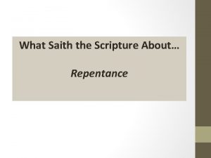 What Saith the Scripture About Repentance Romans 4