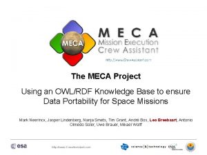 The MECA Project Using an OWLRDF Knowledge Base