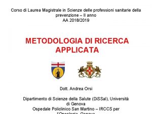 Corso di Laurea Magistrale in Scienze delle professioni