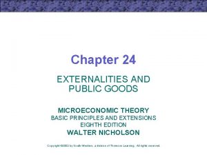 Chapter 24 EXTERNALITIES AND PUBLIC GOODS MICROECONOMIC THEORY
