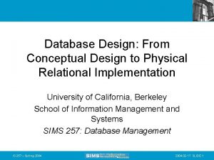 Database Design From Conceptual Design to Physical Relational