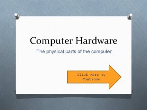 Computer Hardware The physical parts of the computer