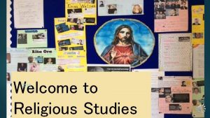 Welcome to Religious Studies 2018 Curriculum Junior School