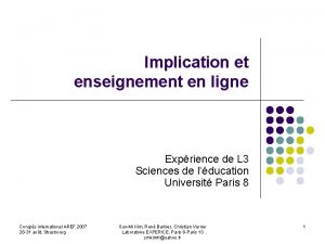 Implication et enseignement en ligne Exprience de L