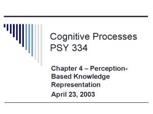 Cognitive Processes PSY 334 Chapter 4 Perception Based