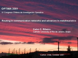 OPTIMA 2001 IV Congreso Chileno de Investigacin Operativa