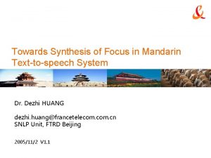 Towards Synthesis of Focus in Mandarin Texttospeech System