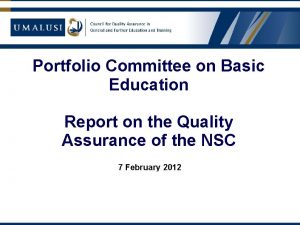 Portfolio Committee on Basic Education Report on the