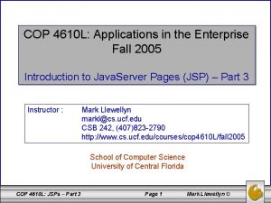 COP 4610 L Applications in the Enterprise Fall