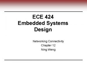 ECE 424 Embedded Systems Design Networking Connectivity Chapter