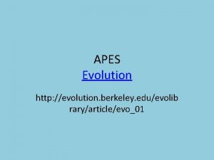 APES Evolution http evolution berkeley eduevolib raryarticleevo01 Evolution