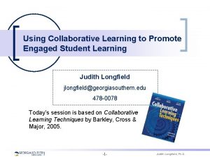 Using Collaborative Learning to Promote Engaged Student Learning