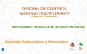 GOBERNACIN DEL HUILA RESPONSABILIDAD DISCIPLINARIA DE LOS SERVIDORES