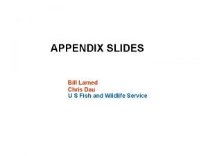 APPENDIX SLIDES Bill Larned Chris Dau U S