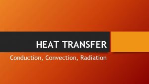 HEAT TRANSFER Conduction Convection Radiation HEAT TRANSFER Have