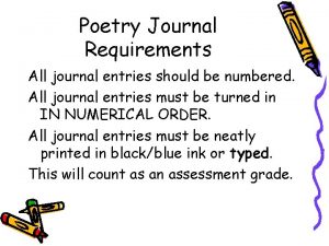 Poetry Journal Requirements All journal entries should be