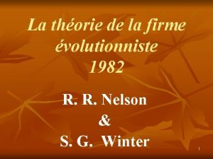 La thorie de la firme volutionniste 1982 R