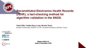 Reconstituted Electronics Health Records r EHR a factchecking