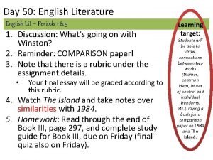 Day 50 English Literature English Lit Periods 1