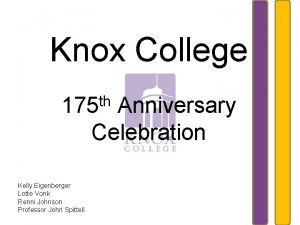 Knox College th 175 Anniversary Celebration Kelly Eigenberger