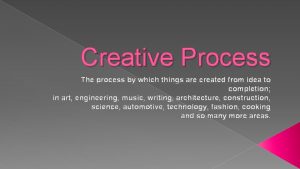Creative Process The process by which things are