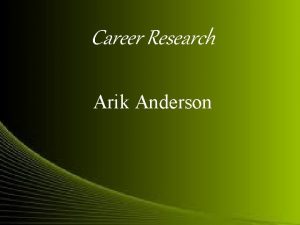 Career Research Arik Anderson Occupation 1 Air Traffic