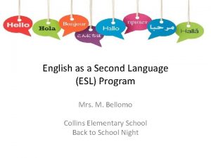 English as a Second Language ESL Program Mrs