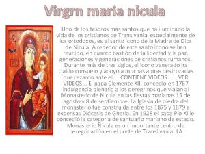 Virgrn maria nicula Uno de los tesoros ms