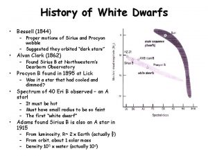 History of White Dwarfs Bessell 1844 Alvan Clark