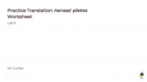 Practice Translation Aeneas pietas Worksheet Latin Mr Furber