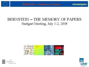 BERNSTEIN The Memory of Papers e Contentplus BERNSTEIN