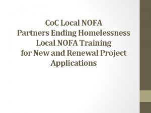 Co C Local NOFA Partners Ending Homelessness Local