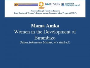 Peacebuilding Evaluation Project Peer Review of Womens Empowerment