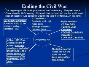 Ending the Civil War The beginning of 1863