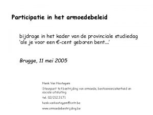 Participatie in het armoedebeleid bijdrage in het kader