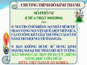 CHNG TRNH KINH THNH SPHNI CHA NHT 04122016