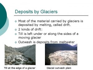 Deposits by Glaciers Most of the material carried