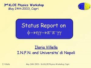 3 rd KLOE Physics Workshop May 24 th