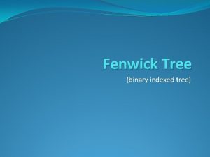 Fenwick Tree binary indexed tree The Problem There