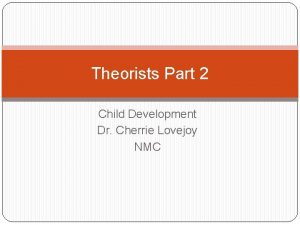 Theorists Part 2 Child Development Dr Cherrie Lovejoy