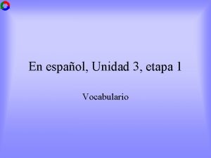 En espaol Unidad 3 etapa 1 Vocabulario Quieres