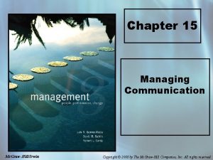 Chapter 15 Managing Communication Mc GrawHillIrwin Copyright 2008