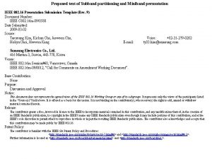 Proposed text of Subband partitioning and Miniband permutation