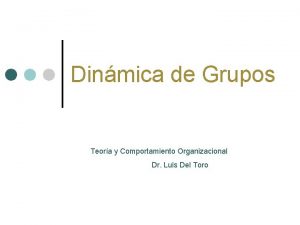 Dinmica de Grupos Teora y Comportamiento Organizacional Dr