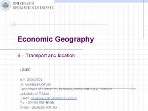 Economic Geography 6 Transport and location 121 EC