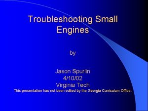 Troubleshooting Small Engines by Jason Spurlin 41002 Virginia