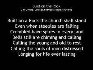 Built on the Rock Carl Doving Ludvig Lindeman