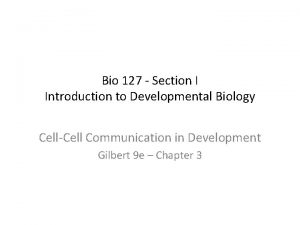 Bio 127 Section I Introduction to Developmental Biology