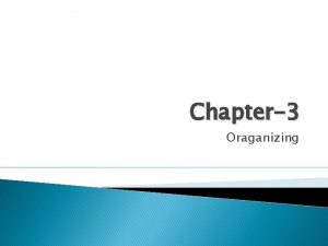 Chapter3 Oraganizing Definition of Organizing Organizing is understood